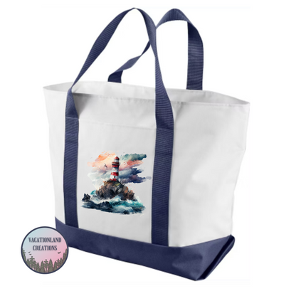 Watercolor Lighthouse Tote Bag