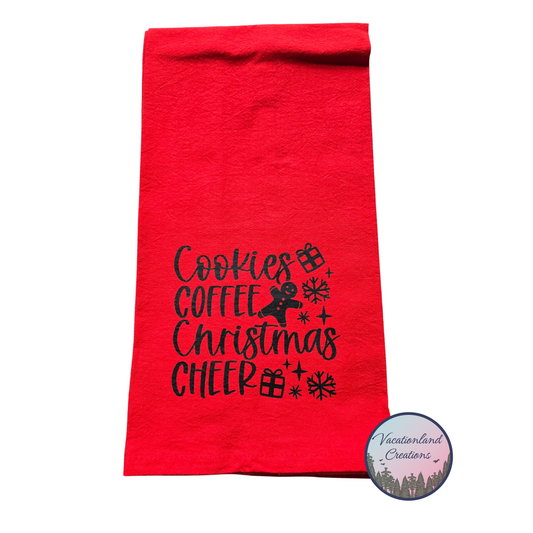 Cookies, Coffee, Christmas Cheer Tea Towel Ready to Ship