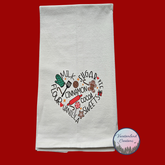 Baking Heart Tea Towel Ready to Ship