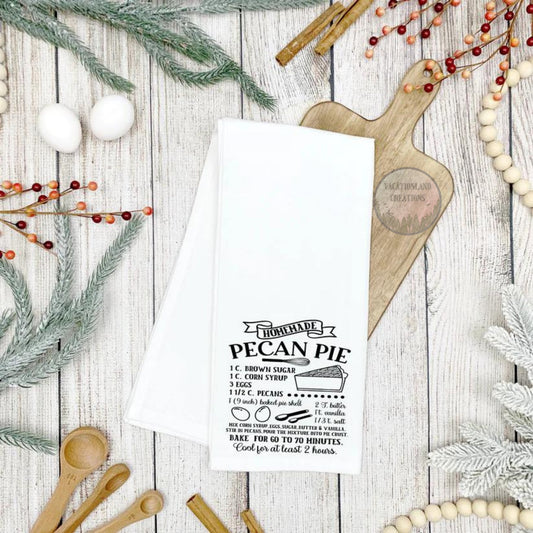 Pecan Pie Receipe Tea Towel