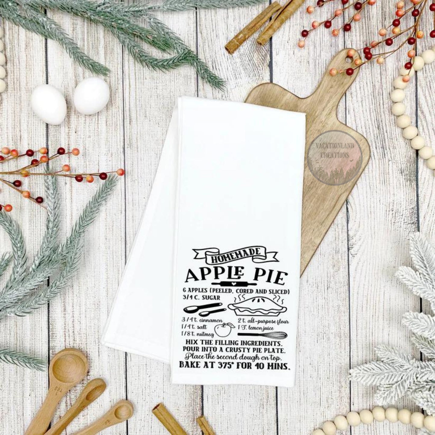 Apple Pie Recipe Tea Towel