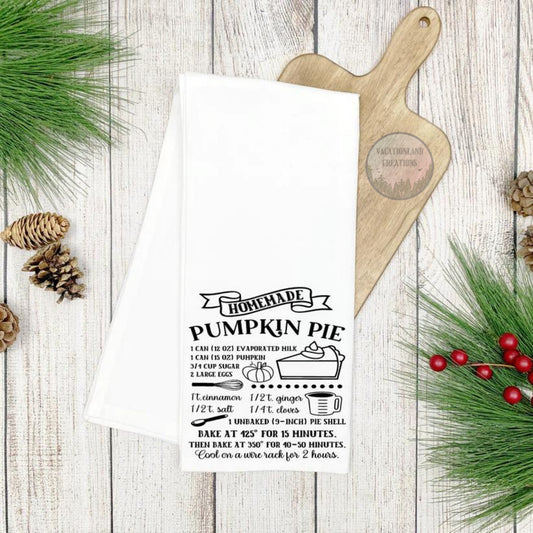 Pumpkin Pie Recipe Tea Towel