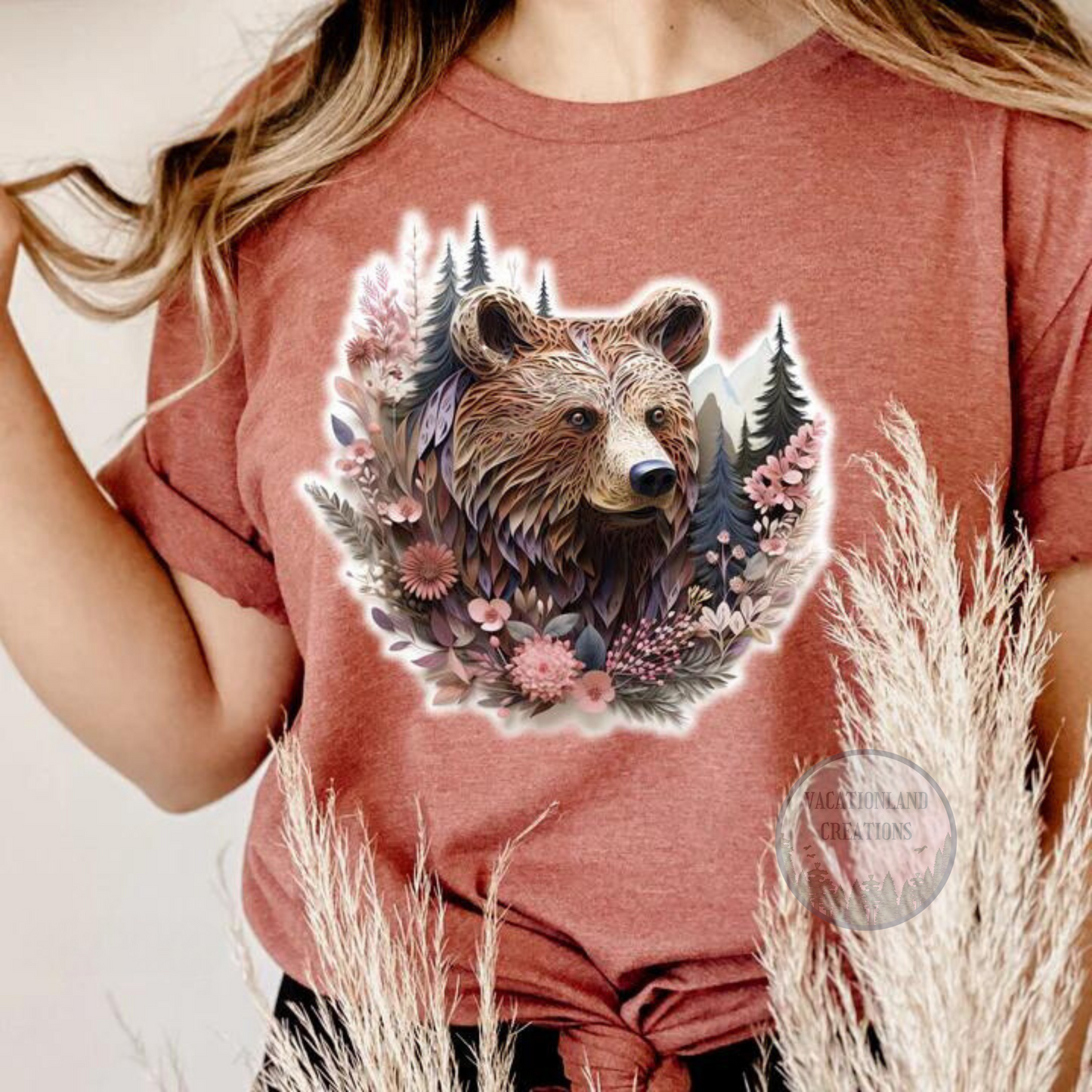 3D Effect Floral Bear