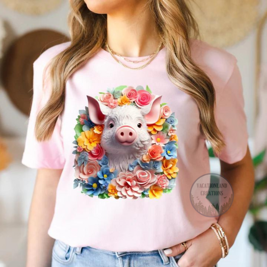 3D Effect Floral Piggy