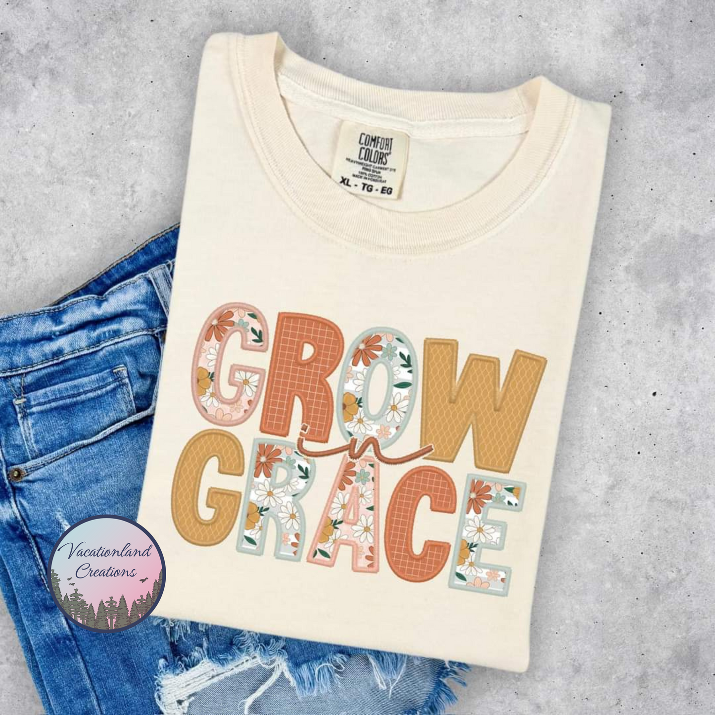 Grow in Grace Faux Embroidery