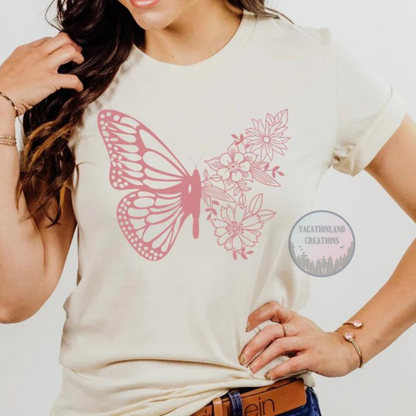 Floral Butterfly Dusty Rose