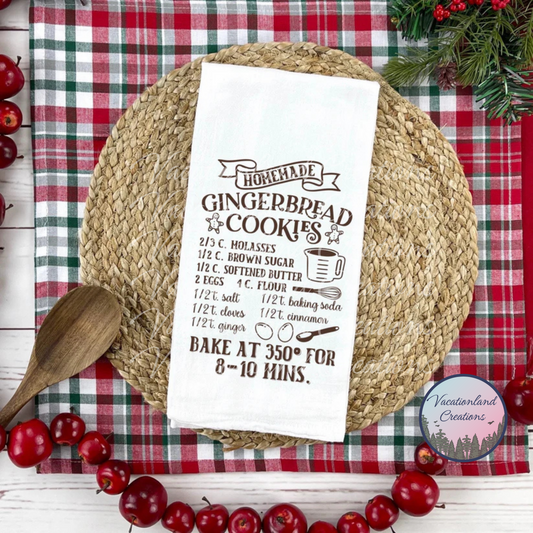 Gingerbread Cookie Recipe Tea Towel