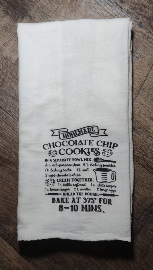 Chocolate Chip Cookies Recipe Tea Towel Ready to Ship