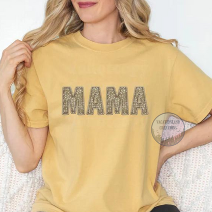 Olive Green Faux Sequin Mama