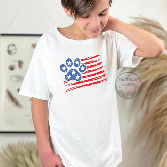 Paw Print American Flag Youth