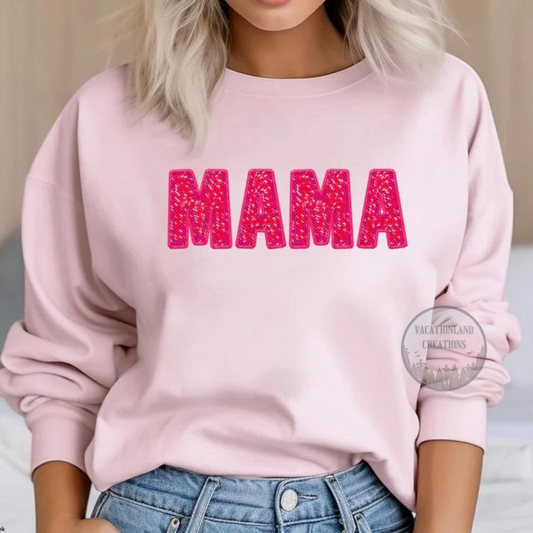 Dark Pink Faux Sequin Mama