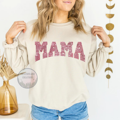 Pink Faux Sequin Mama