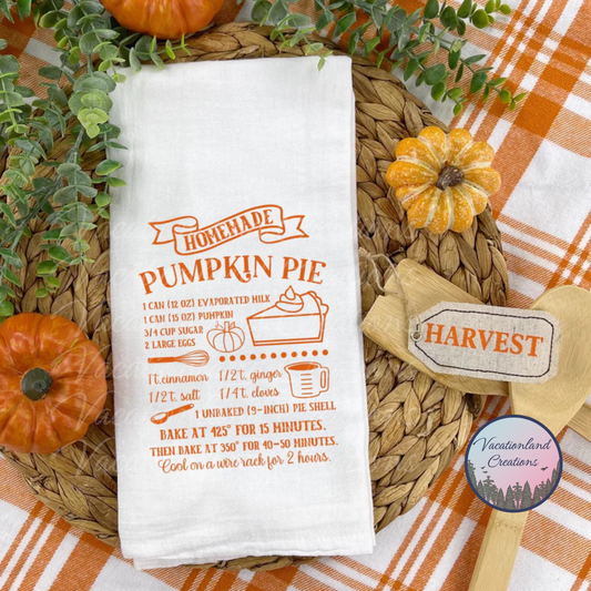 Pumpkin Pie Recipe Tea Towel