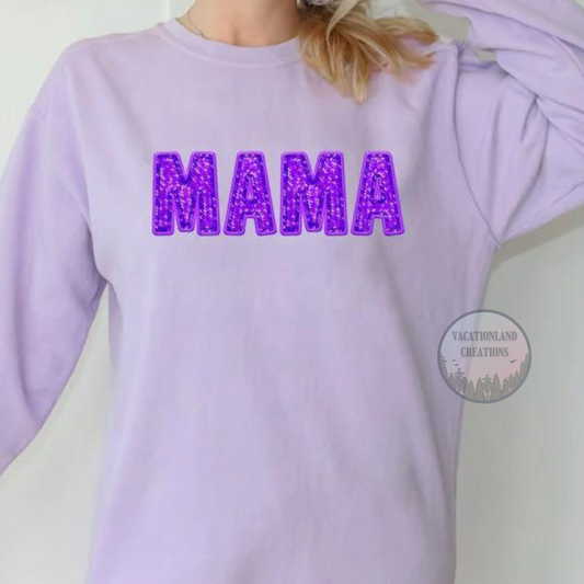 Purple Faux Sequin Mama