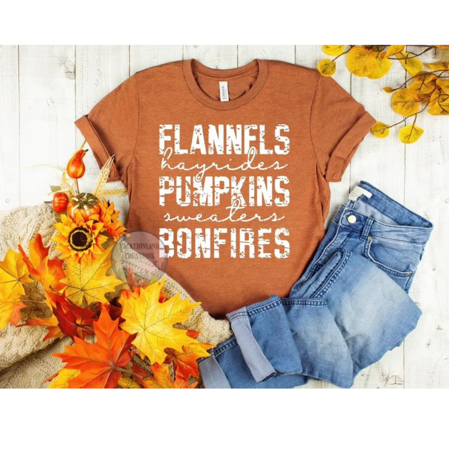 Flannels, Hayrides, Bonfires White